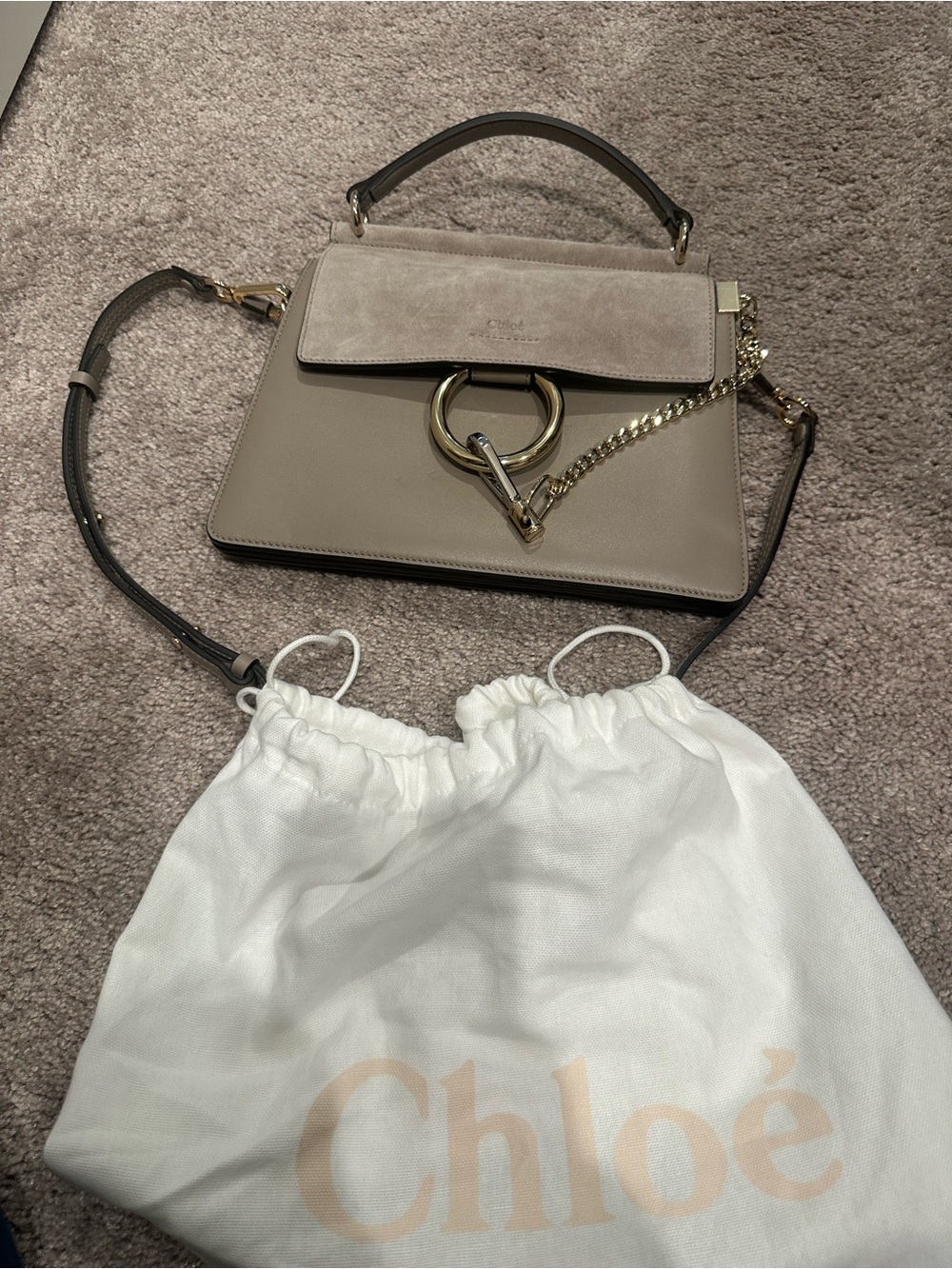 Chloé Faye Gray Leather Mini Crossbody Bag - Picture 5 of 5